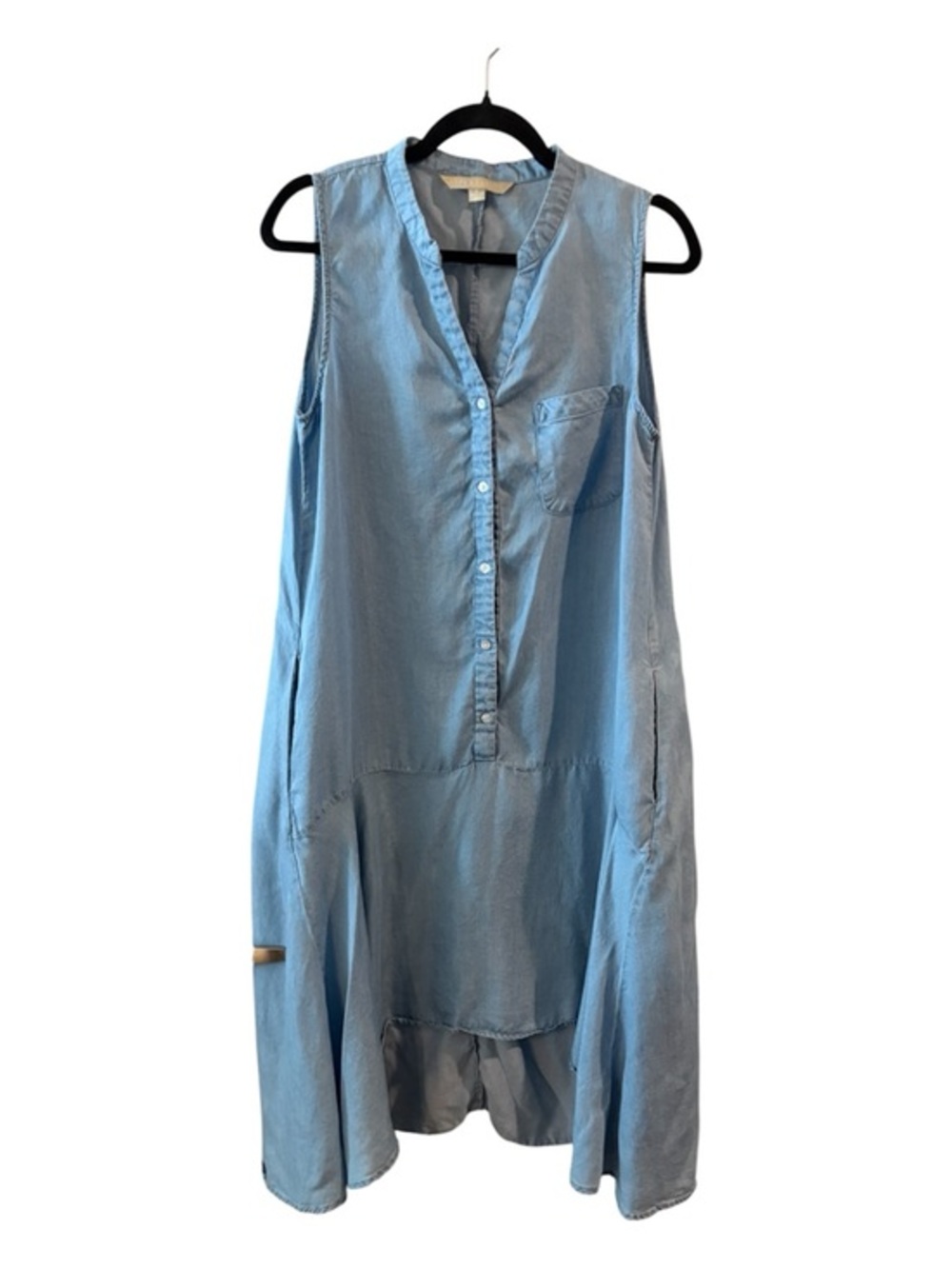 Hope & Harlow Chambray Dress Size 10 | Soft Denim Blue Sleeveless Flowy Shift